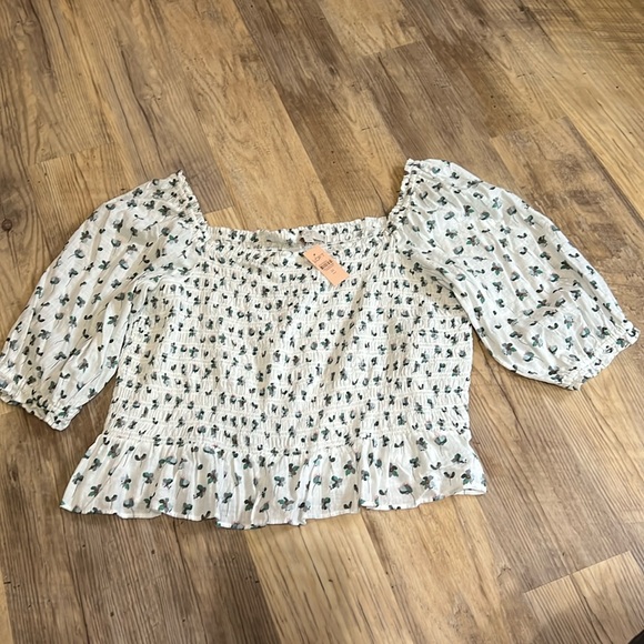 LOFT Plus Floral Smocked Peplum Blouse - Picture 2 of 9